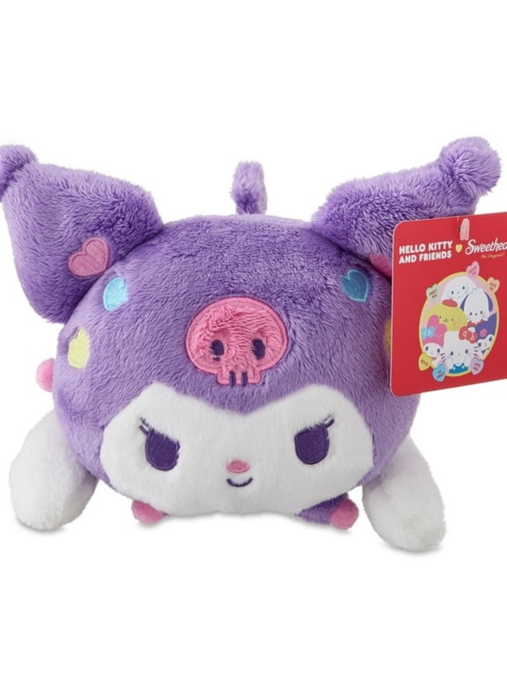 Sanrio Kuromi Plush - Purple with Pink, Teal & Yellow Heart Accents - Picture 2 of 3